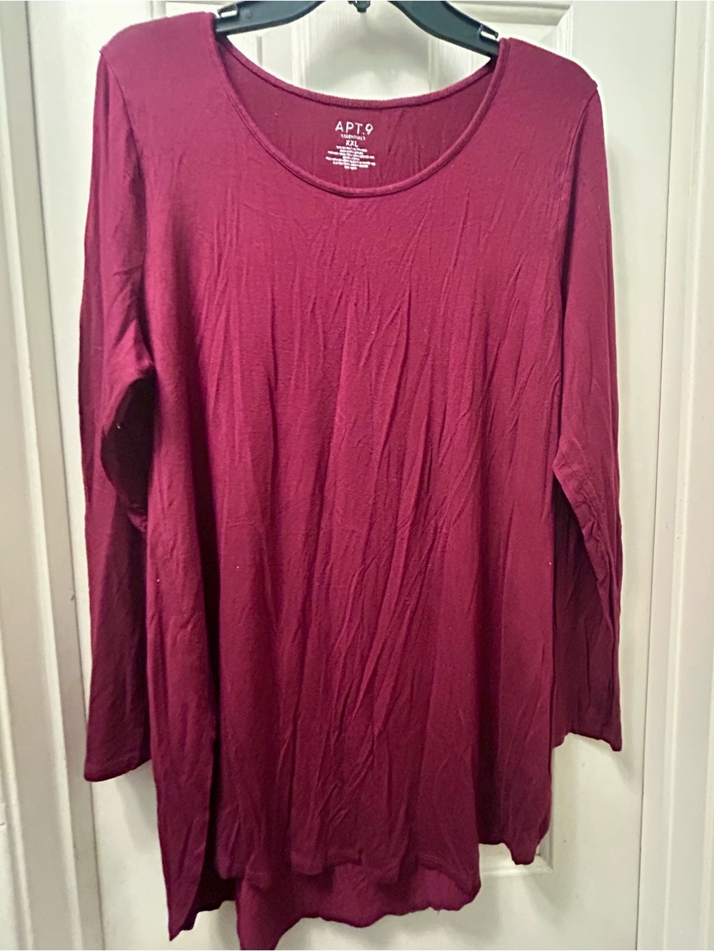 Apt. 9 Women's Long Sleeve Crew Neck Tunic - Burgundy